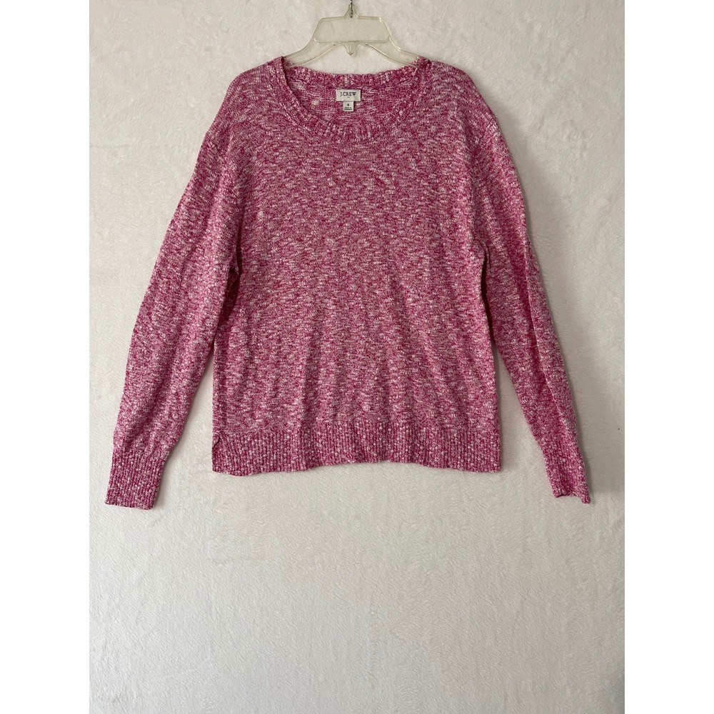 J.Crew Womens Marled Knit Sweater Pink White Space Dye Crew Neck Pullover Small